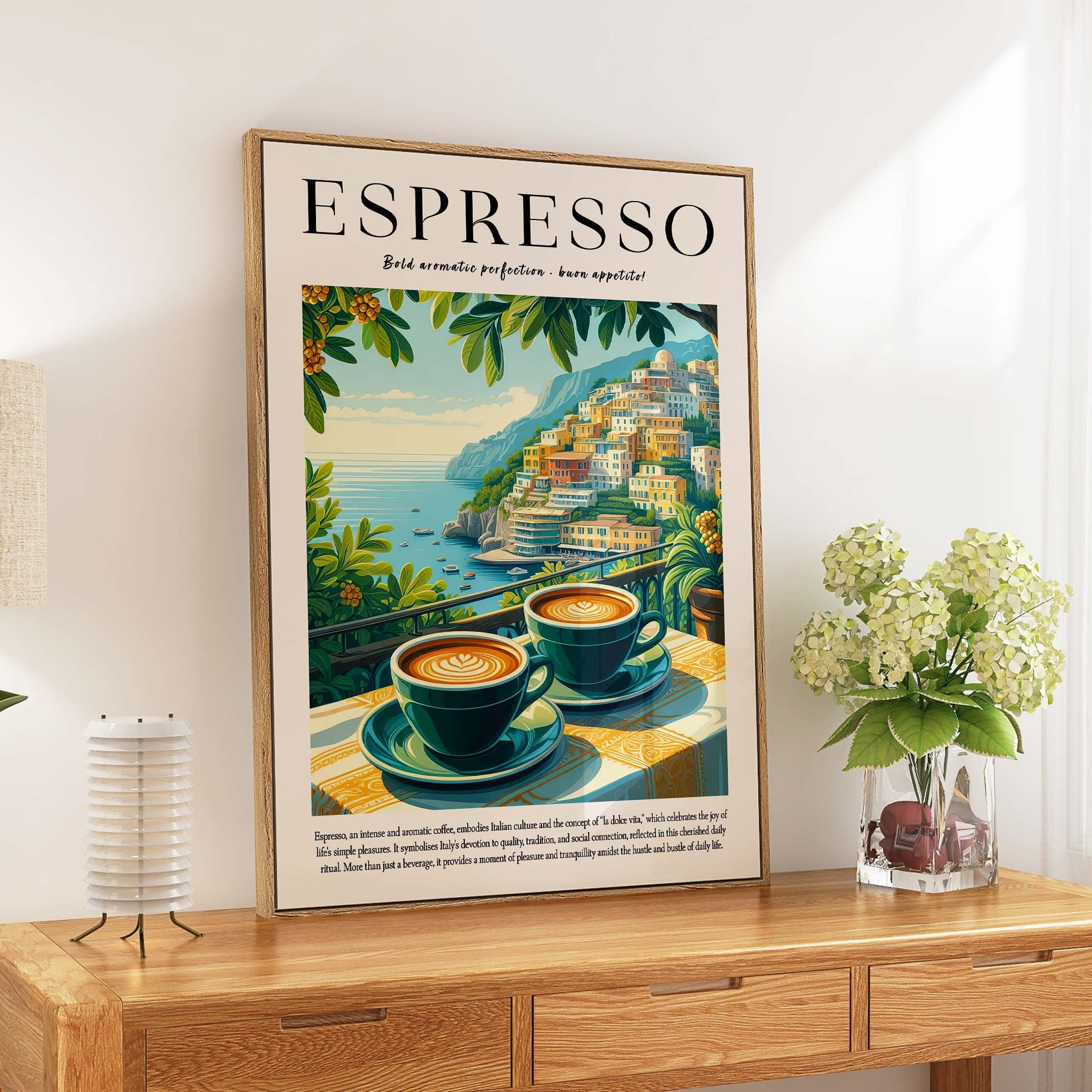 Espresso Coffee Print, Italian Drink Poster, Colourful Retro Kitchen Decor, Vintage Coffee Art, Trendy Food and Drink Wall Art, Coffee Gift