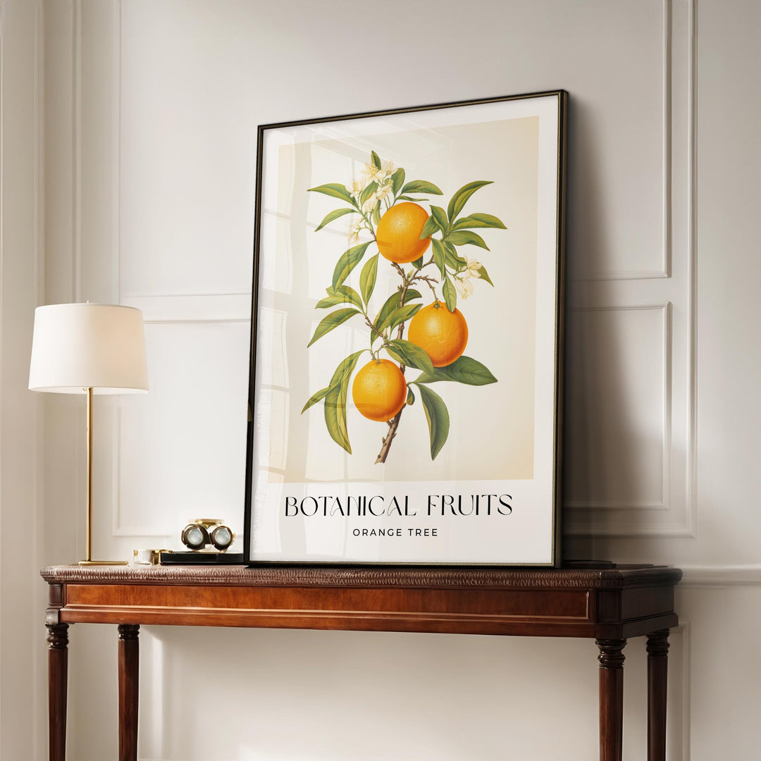 Orange Tree Botanical Print, Oranges Fruit Illustration, Farmhouse Kitchen Decor Wall Art, Vintage Citrus Fruit Market Poster, Foodie Gift