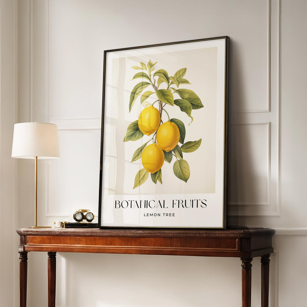 Lemon Tree Vintage Botanical Print, Rustic Lemons Fruit Poster, Farmhouse Kitchen Decor Retro Wall Art, Watercolour Original Art Painting