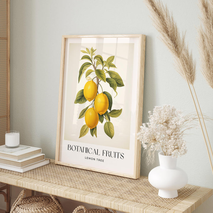 Lemon Tree Vintage Botanical Print, Rustic Lemons Fruit Poster, Farmhouse Kitchen Decor Retro Wall Art, Watercolour Original Art Painting
