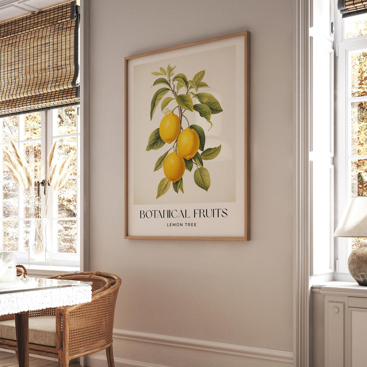 Lemon Tree Vintage Botanical Print, Rustic Lemons Fruit Poster, Farmhouse Kitchen Decor Retro Wall Art, Watercolour Original Art Painting