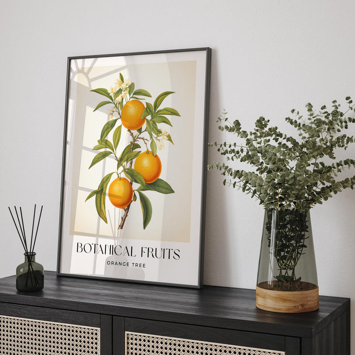 Orange Tree Botanical Print, Oranges Fruit Illustration, Farmhouse Kitchen Decor Wall Art, Vintage Citrus Fruit Market Poster, Foodie Gift
