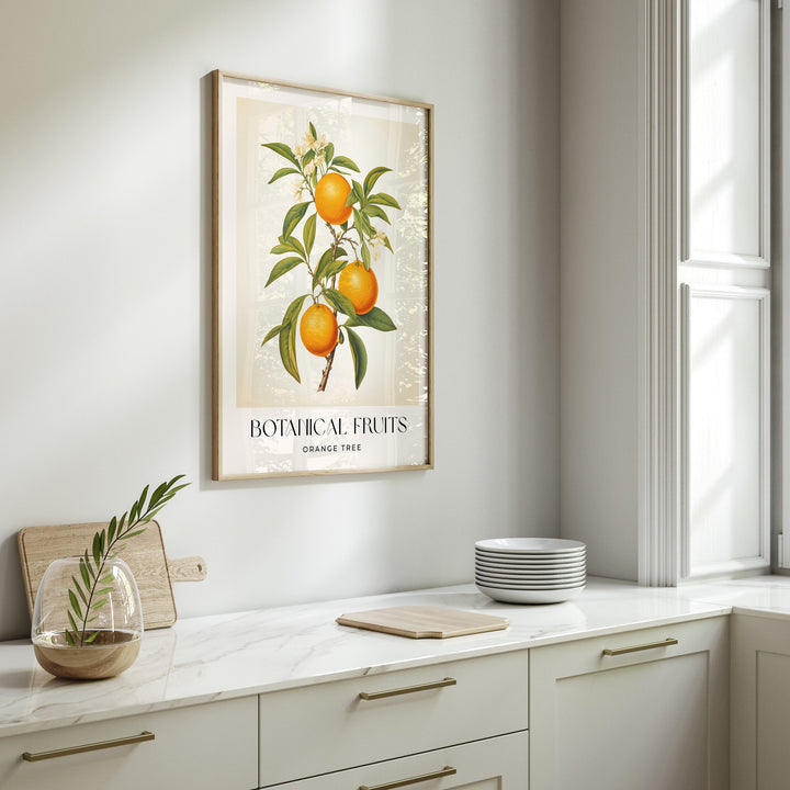 Orange Tree Botanical Print, Oranges Fruit Illustration, Farmhouse Kitchen Decor Wall Art, Vintage Citrus Fruit Market Poster, Foodie Gift