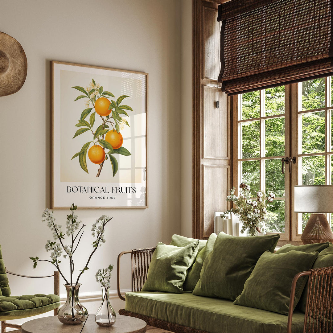 Orange Tree Botanical Print, Oranges Fruit Illustration, Farmhouse Kitchen Decor Wall Art, Vintage Citrus Fruit Market Poster, Foodie Gift