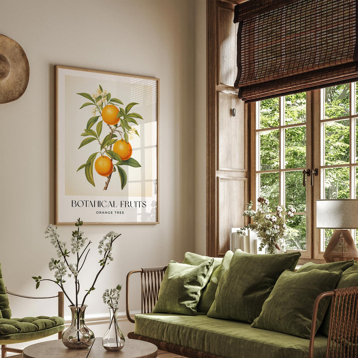 Orange Tree Botanical Print, Oranges Fruit Illustration, Farmhouse Kitchen Decor Wall Art, Vintage Citrus Fruit Market Poster, Foodie Gift