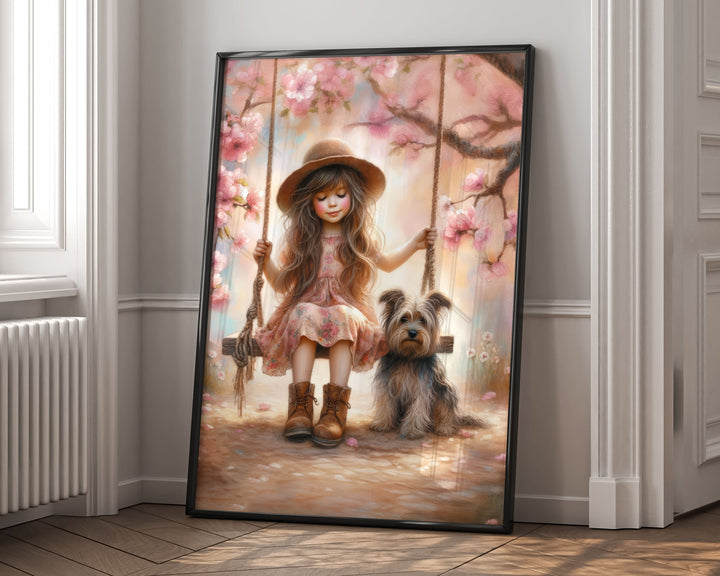 Whimsical Girly Wall Art, Playful Girls Bedroom Decor, Rustic Cottagecore Countryside Painting, Summer Playroom Print Gift For Daughter
