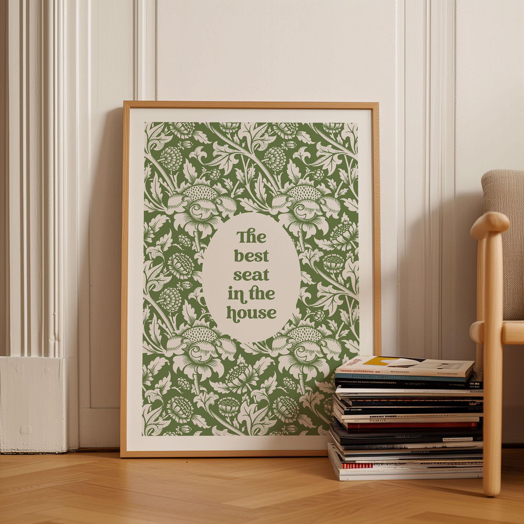 Funny Bathroom Quote Print, Vintage Bathroom Humour Wall Art, Best Seat In The House Toilet Art, Guest Bathroom Sign, Unique Gift For Couple