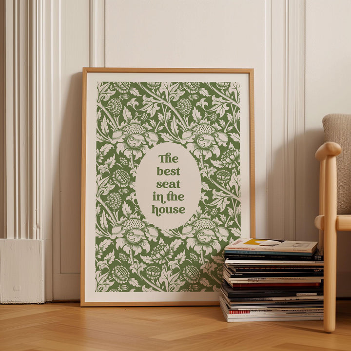 Funny Bathroom Quote Print, Vintage Bathroom Humour Wall Art, Best Seat In The House Toilet Art, Guest Bathroom Sign, Unique Gift For Couple