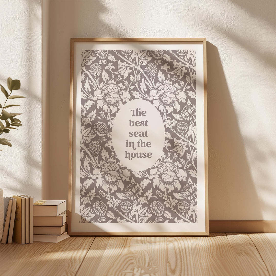 Funny Bathroom Quote Print, Vintage Bathroom Humour Wall Art, Best Seat In The House Toilet Art, Guest Bathroom Sign, Unique Gift For Couple