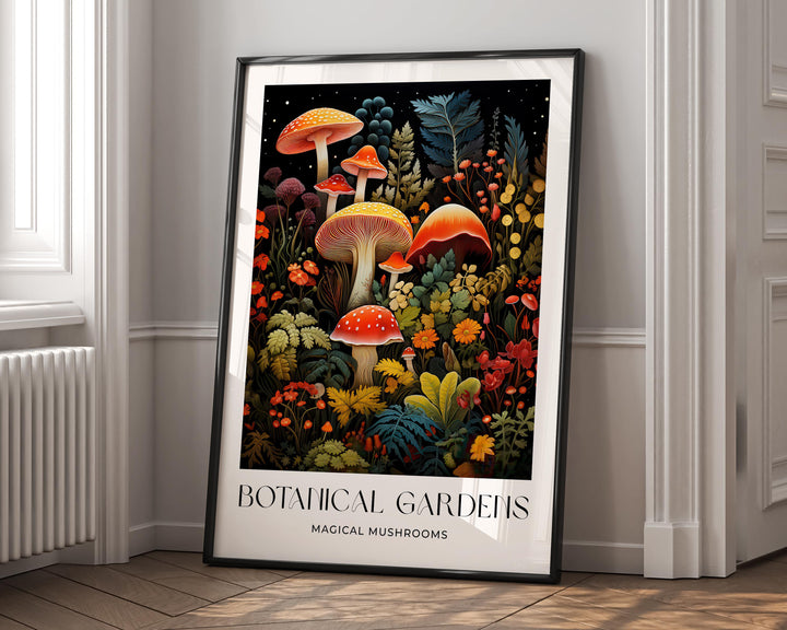 William Morris Style Mushroom Print, William Morris inspired Floral Vintage Botanical Wall Art, Dark Cottagecore Decor, Toadstool Art Poster