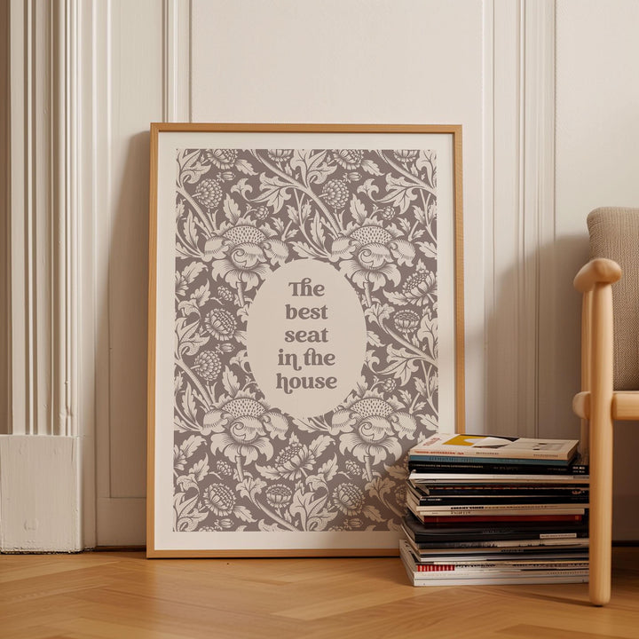 Funny Bathroom Quote Print, Vintage Bathroom Humour Wall Art, Best Seat In The House Toilet Art, Guest Bathroom Sign, Unique Gift For Couple