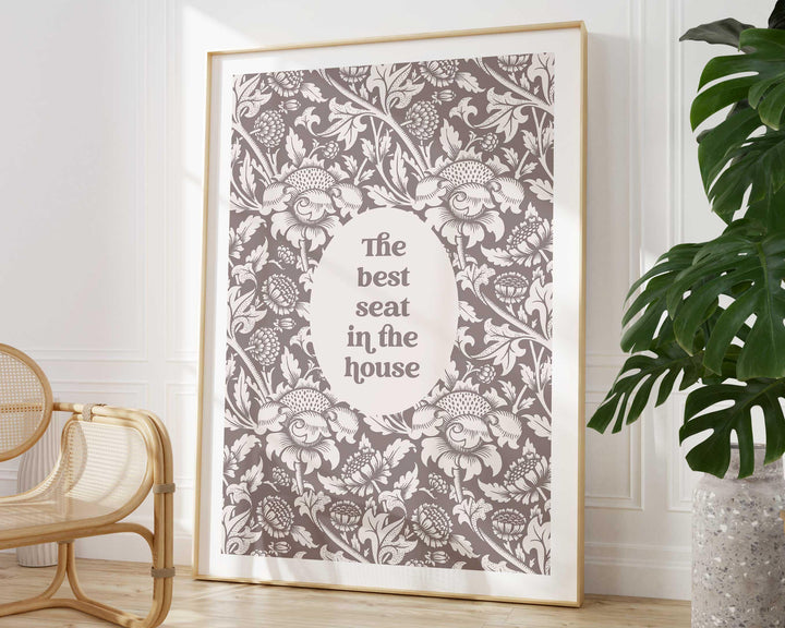 Funny Bathroom Quote Print, Vintage Bathroom Humour Wall Art, Best Seat In The House Toilet Art, Guest Bathroom Sign, Unique Gift For Couple