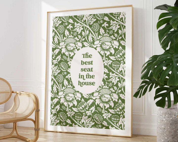 Funny Bathroom Quote Print, Vintage Bathroom Humour Wall Art, Best Seat In The House Toilet Art, Guest Bathroom Sign, Unique Gift For Couple