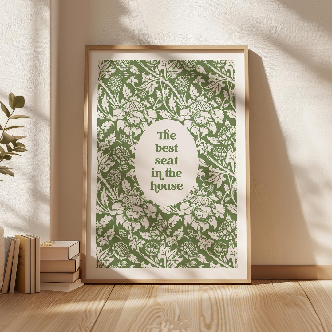 Funny Bathroom Quote Print, Vintage Bathroom Humour Wall Art, Best Seat In The House Toilet Art, Guest Bathroom Sign, Unique Gift For Couple
