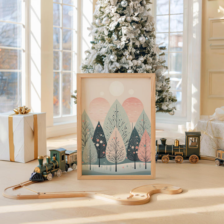 Scandinavian Winter Christmas Print, Festive Nordic Woodland Holiday Decor, Cottagecore Christmas Gift For Her, Scandi Christmas Wall Art