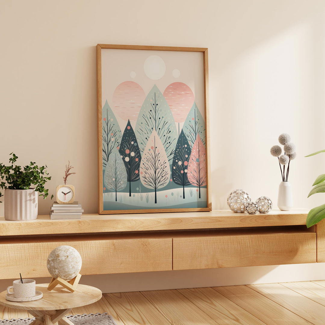 Scandinavian Winter Christmas Print, Festive Nordic Woodland Holiday Decor, Cottagecore Christmas Gift For Her, Scandi Christmas Wall Art