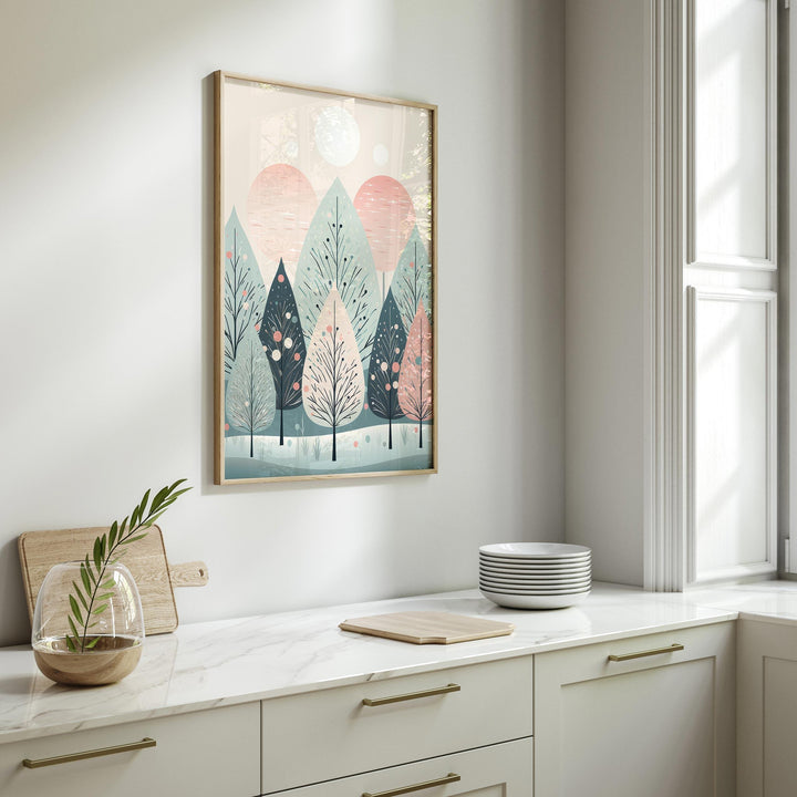Scandinavian Winter Christmas Print, Festive Nordic Woodland Holiday Decor, Cottagecore Christmas Gift For Her, Scandi Christmas Wall Art