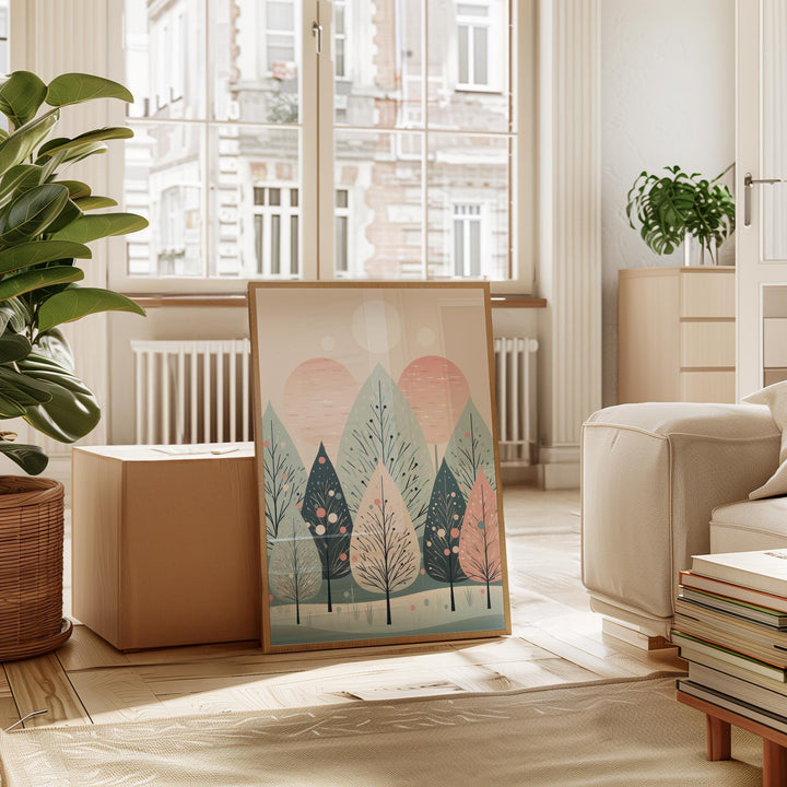 Scandinavian Winter Christmas Print, Festive Nordic Woodland Holiday Decor, Cottagecore Christmas Gift For Her, Scandi Christmas Wall Art