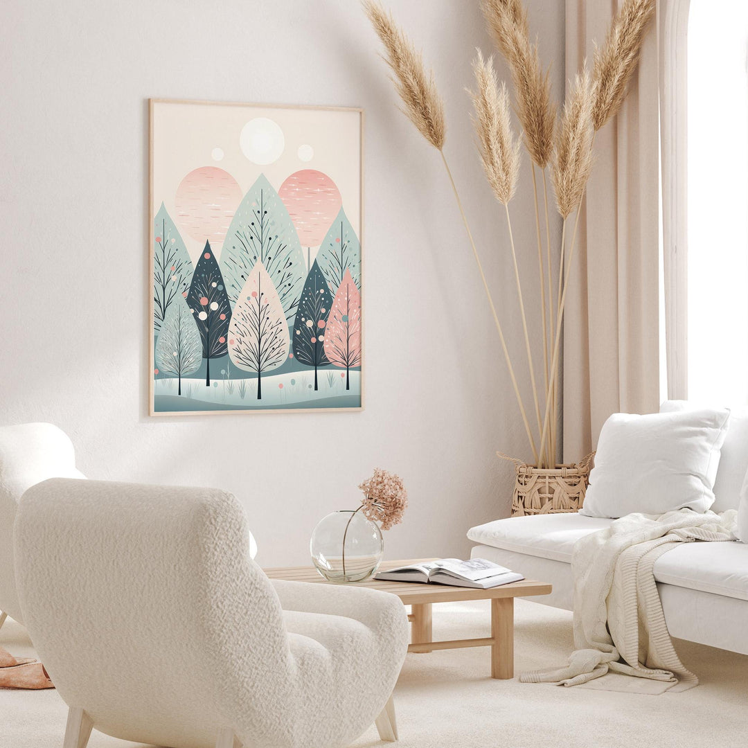 Scandinavian Winter Christmas Print, Festive Nordic Woodland Holiday Decor, Cottagecore Christmas Gift For Her, Scandi Christmas Wall Art