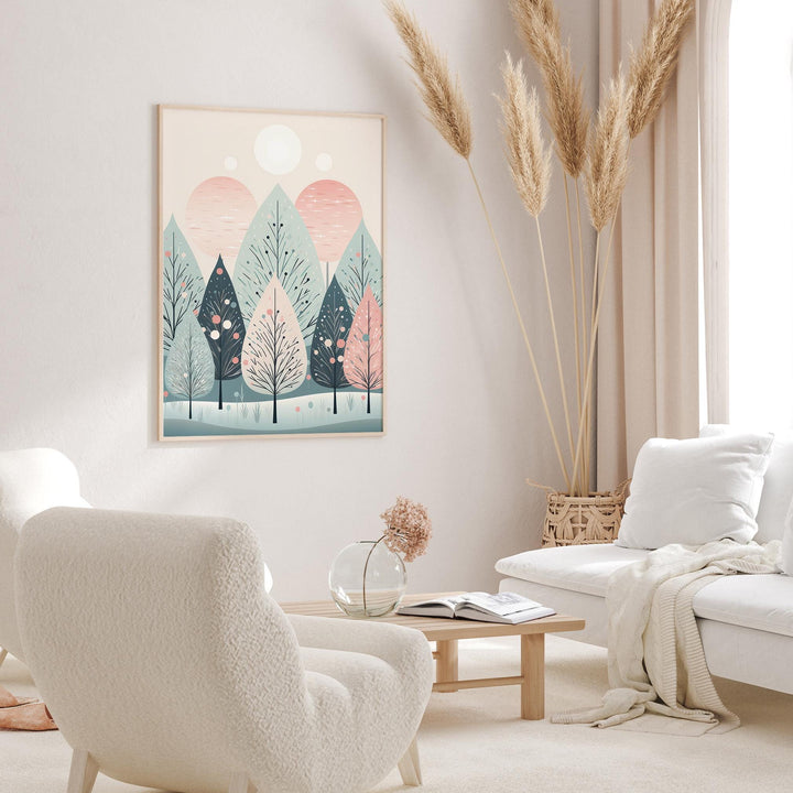 Scandinavian Winter Christmas Print, Festive Nordic Woodland Holiday Decor, Cottagecore Christmas Gift For Her, Scandi Christmas Wall Art