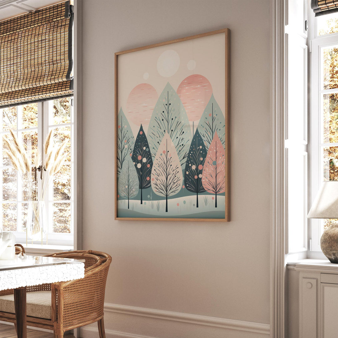 Scandinavian Winter Christmas Print, Festive Nordic Woodland Holiday Decor, Cottagecore Christmas Gift For Her, Scandi Christmas Wall Art