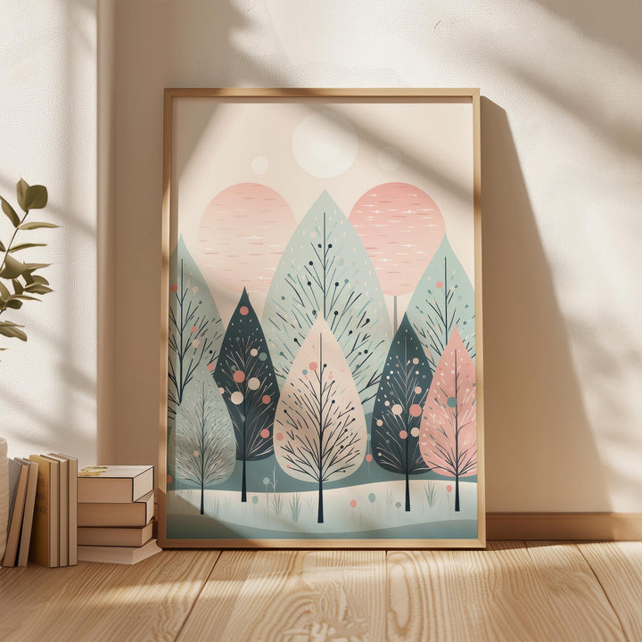 Scandinavian Winter Christmas Print, Festive Nordic Woodland Holiday Decor, Cottagecore Christmas Gift For Her, Scandi Christmas Wall Art
