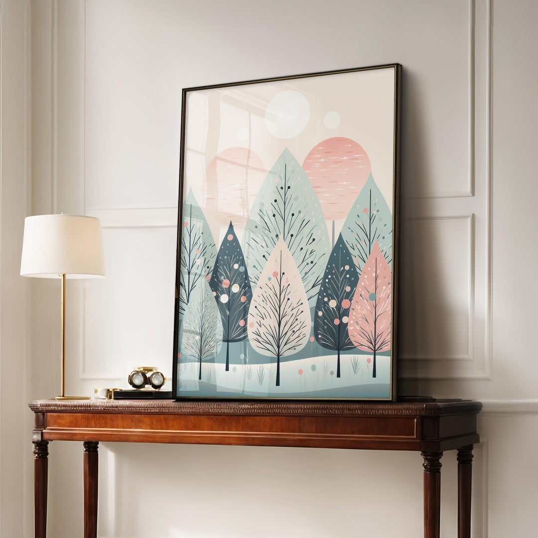 Scandinavian Winter Christmas Print, Festive Nordic Woodland Holiday Decor, Cottagecore Christmas Gift For Her, Scandi Christmas Wall Art