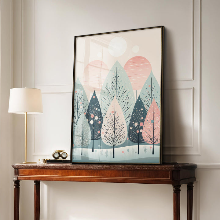 Scandinavian Winter Christmas Print, Festive Nordic Woodland Holiday Decor, Cottagecore Christmas Gift For Her, Scandi Christmas Wall Art