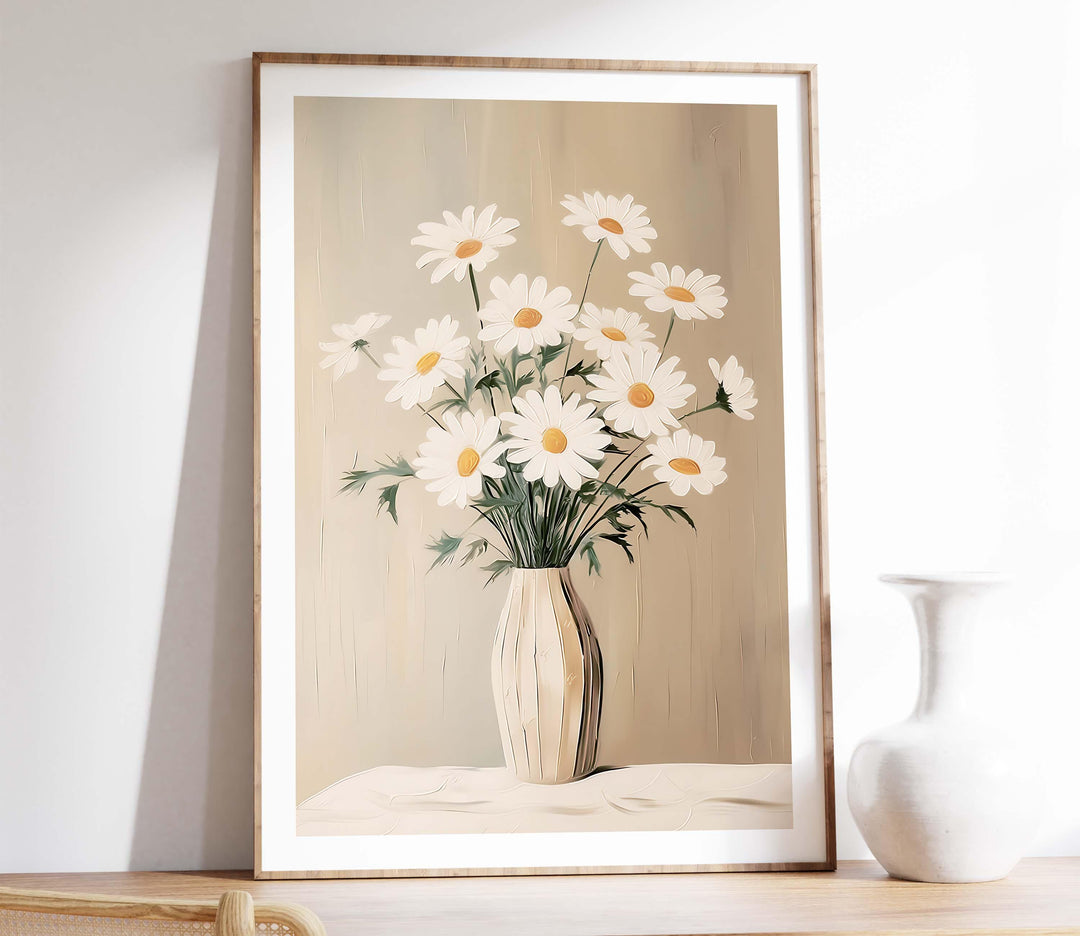 Daisies In Vase Vintage Botanical Print