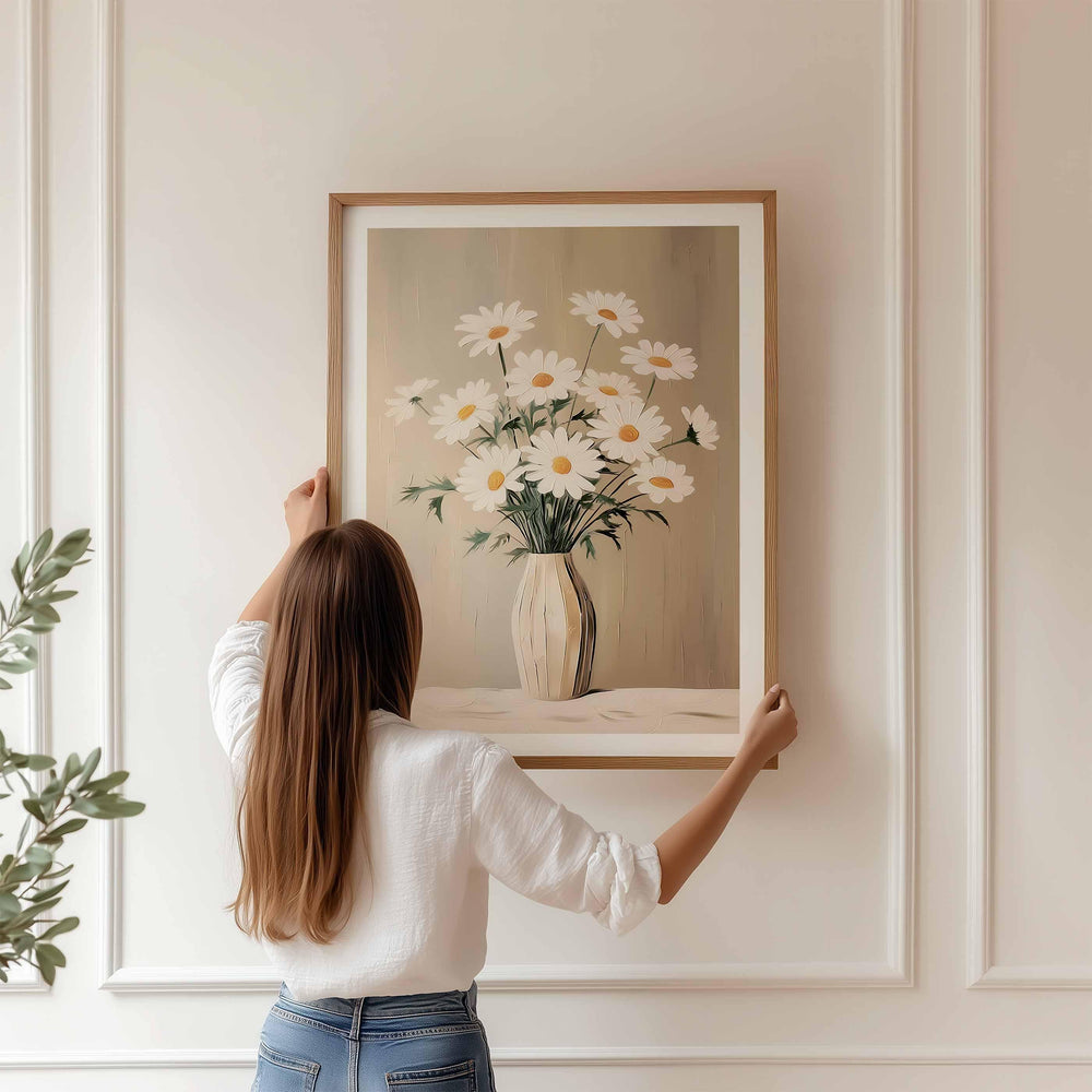 Daisies In Vase Vintage Botanical Print