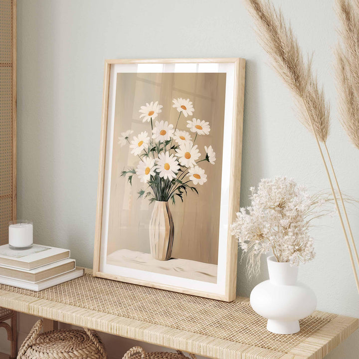 Daisies In Vase Vintage Botanical Print