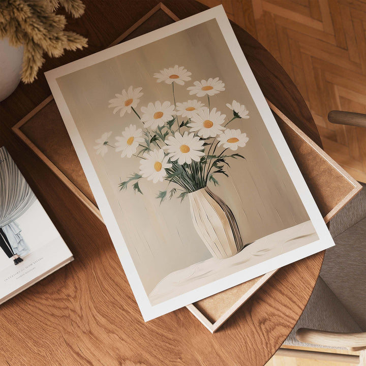 Daisies In Vase Vintage Botanical Print
