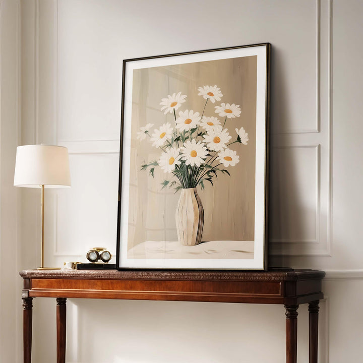Daisies In Vase Vintage Botanical Print
