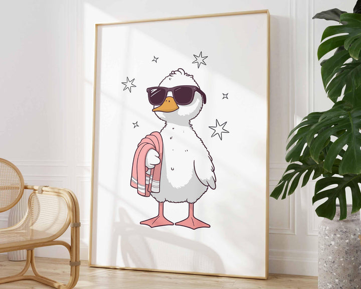 Trendy minimalist bathroom duck, It Girl preppy dorm poster