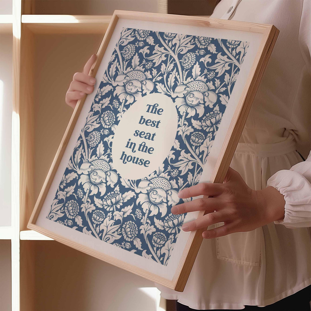 Funny Bathroom Quote Print, Vintage Bathroom Humour Wall Art, Best Seat In The House Toilet Art, Guest Bathroom Sign, Unique Gift For Her