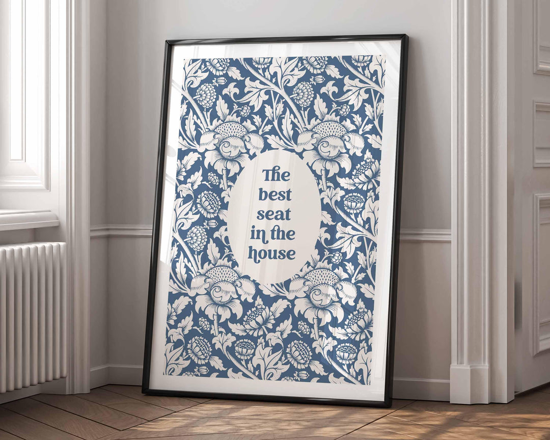 Funny Bathroom Quote Print, Vintage Bathroom Humour Wall Art, Best Seat In The House Toilet Art, Guest Bathroom Sign, Unique Gift For Her