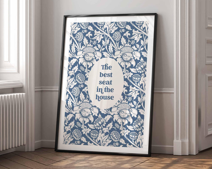 Funny Bathroom Quote Print, Vintage Bathroom Humour Wall Art, Best Seat In The House Toilet Art, Guest Bathroom Sign, Unique Gift For Her