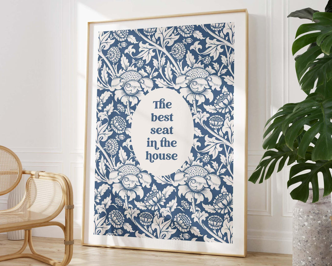 Funny Bathroom Quote Print, Vintage Bathroom Humour Wall Art, Best Seat In The House Toilet Art, Guest Bathroom Sign, Unique Gift For Her