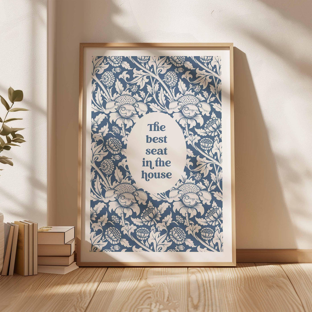 Funny Bathroom Quote Print, Vintage Bathroom Humour Wall Art, Best Seat In The House Toilet Art, Guest Bathroom Sign, Unique Gift For Her