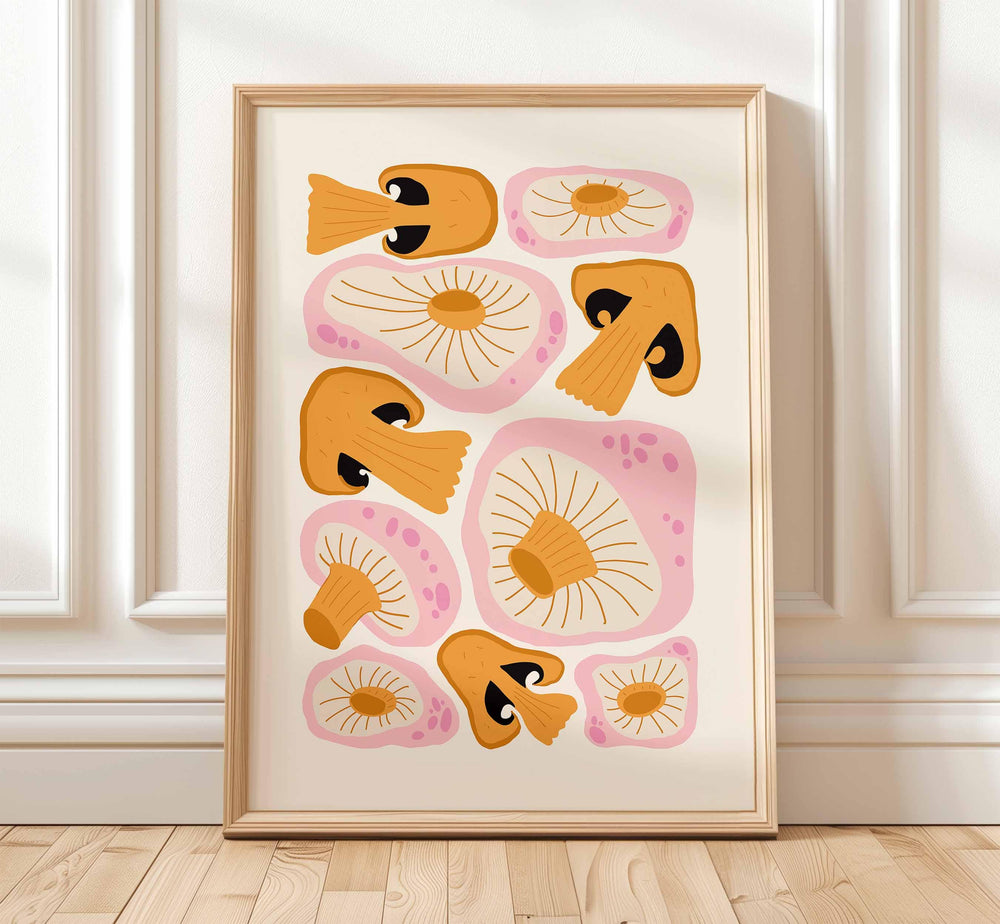 Mushroom Matisse Minimalist Style Print, Abstract Mid Century Fruit Poster, Chef Cooks Gift Kitchen Decor, Modern Food Illustration Wall Art