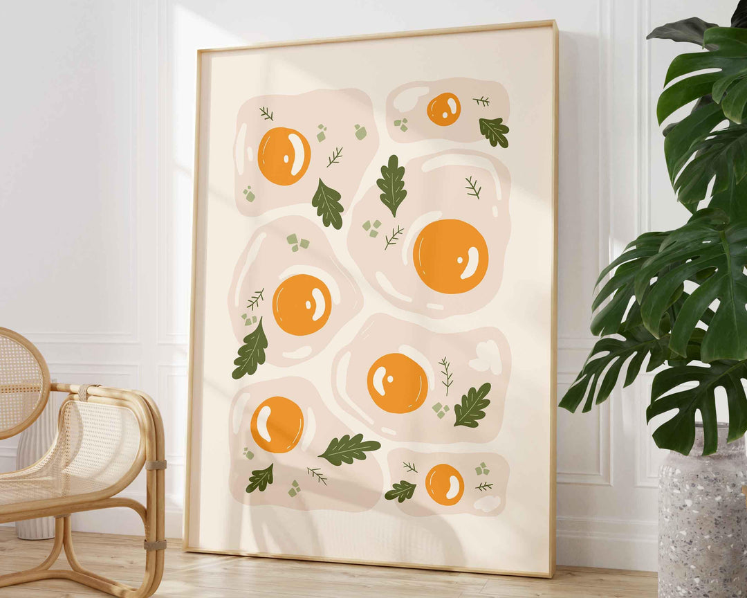 Matisse Minimalist Style Egg Print, Abstract Mid Century Fruit Poster, Chef Cooks Gift Kitchen Decor, Modern Food Illustration Wall Art