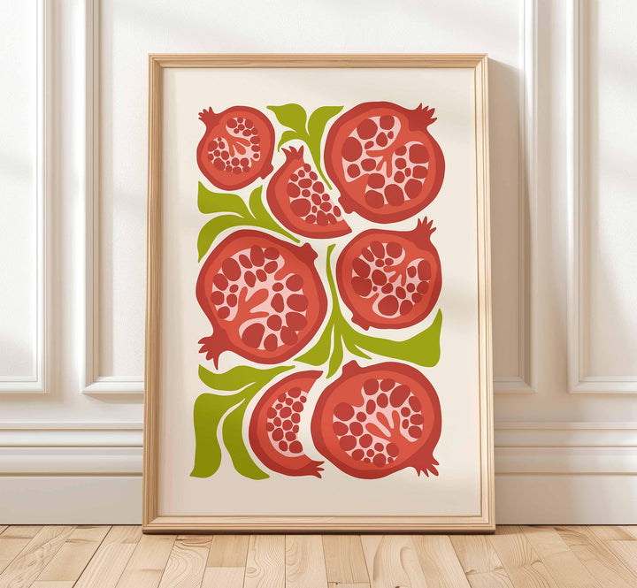 Pomegranate Matisse Style Fruit Print, Abstract Mid Century Fruit Poster, Chef Cooks Gift Kitchen Decor, Modern Food Illustration Wall Art