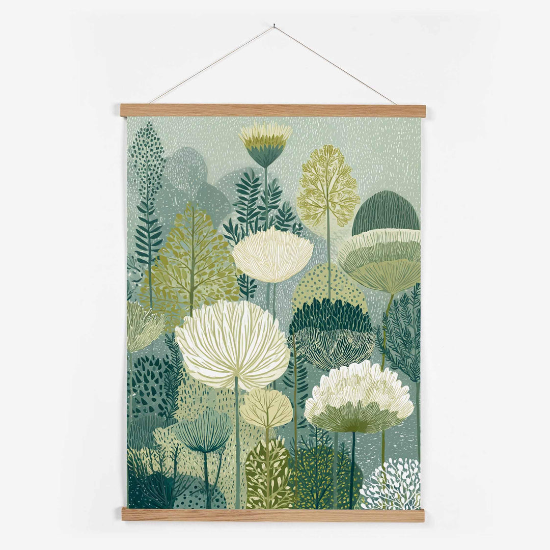 Abstract Plant Wall Art, Tall Garden Flowers Print, Neutral Cream Cow Parsley Poster, Botanical Wildflower Picture, Meadow Field Art Decor