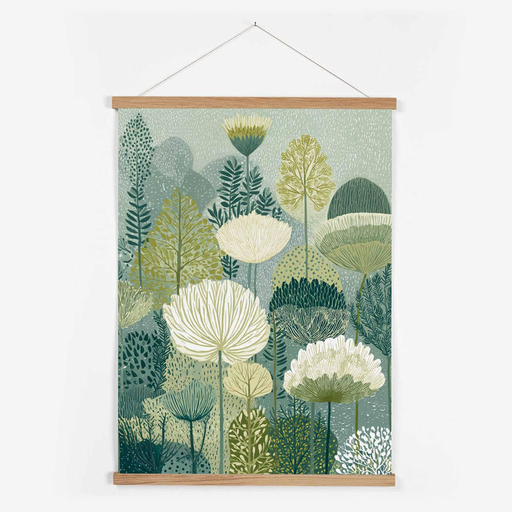 Abstract Plant Wall Art, Tall Garden Flowers Print, Neutral Cream Cow Parsley Poster, Botanical Wildflower Picture, Meadow Field Art Decor