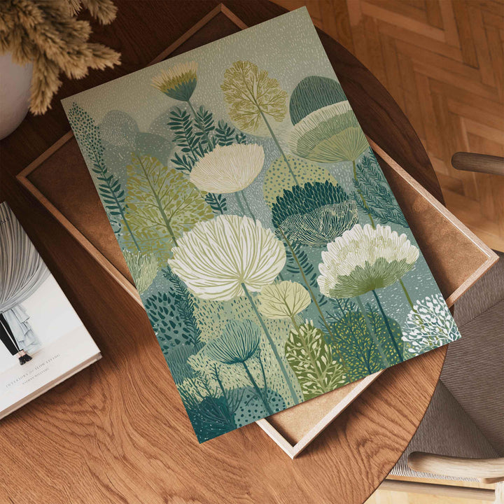 Abstract Plant Wall Art, Tall Garden Flowers Print, Neutral Cream Cow Parsley Poster, Botanical Wildflower Picture, Meadow Field Art Decor