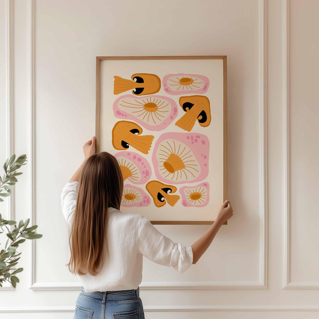 Mushroom Matisse Minimalist Style Print, Abstract Mid Century Fruit Poster, Chef Cooks Gift Kitchen Decor, Modern Food Illustration Wall Art