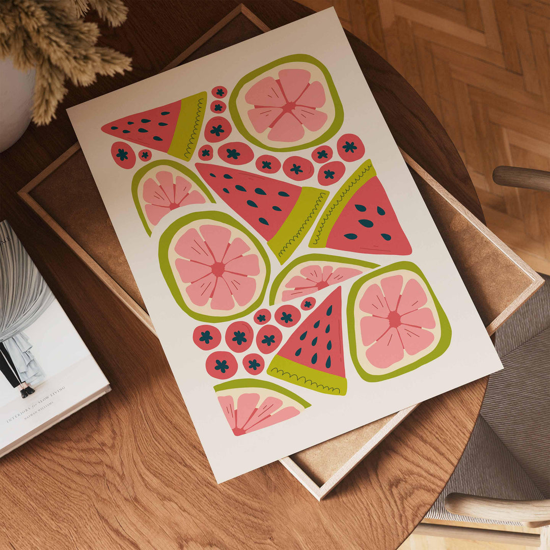 Matisse Minimalist Style Fruit Print, Abstract Mid Century Fruit Poster, Chef Cooks Gift Kitchen Decor, Modern Food Illustration Wall Art