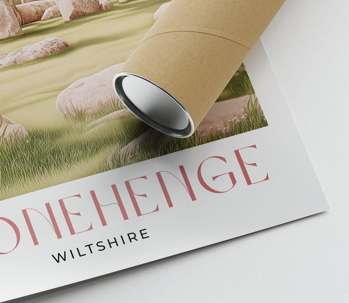 Stonehenge Travel Art Print, Wiltshire Solstice Watercolour Wall Art, Pastel Ancient Mystical Home Decor, Neutral Spiritual Monument Poster