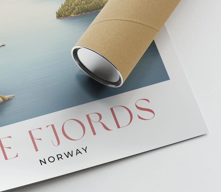The Fjords Travel Art Print, Norway Pastel Landscape Watercolour Wall Art, Neutral Nordic Home Decor, Soft Norwegian Ancient Glacier Poster