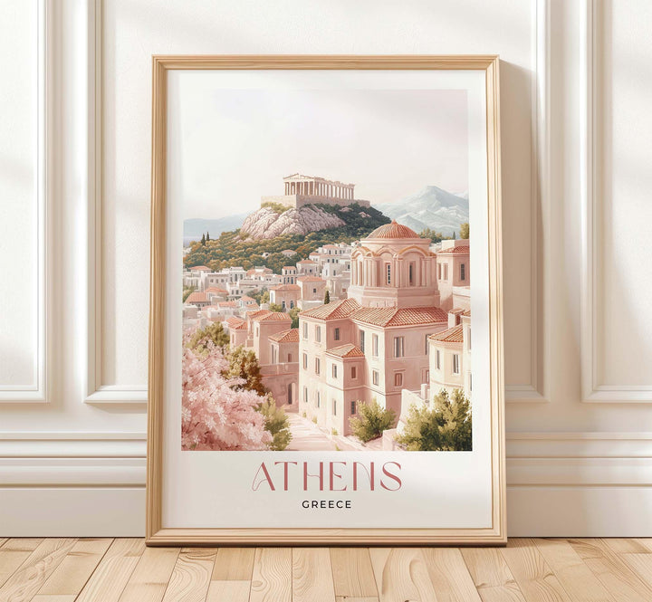 Athens Travel Print, Elegant Watercolour Wall Art, Greece City Poster, Acropolis & Parthenon Illustration, Unique Home Decor Holiday Gift